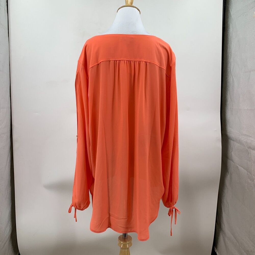 The Limited Collection Cutout Sleeve Womens XL Extra Large Coral Orange V Neck - Picture 3 of 13